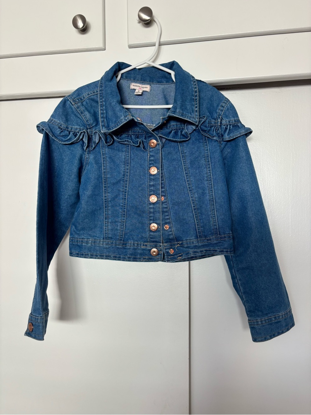 Nanette Lepore Blue Denim Ruffle Jean Jacket - Kids